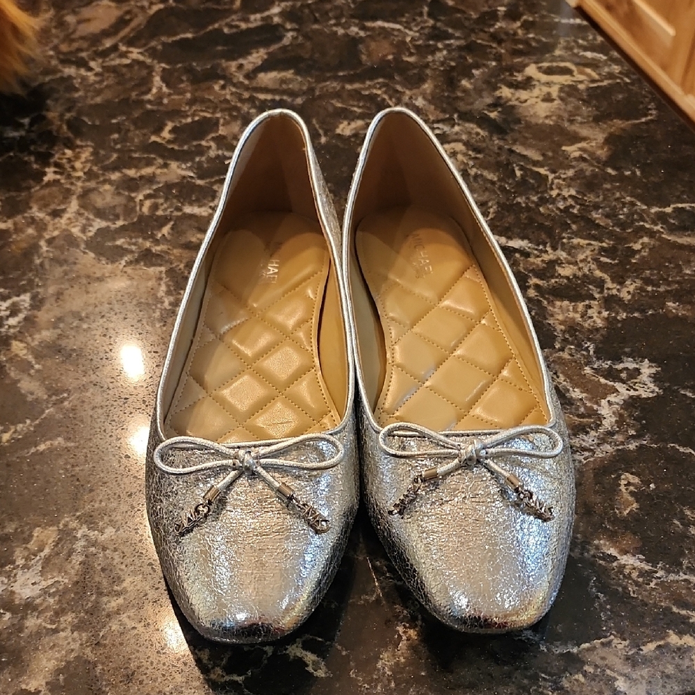 MICHAEL Michael Kors Metallic Silver Flats